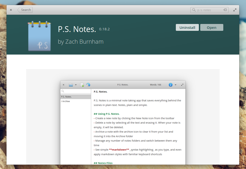 aplikasi catatan linux p. s. notes