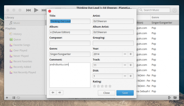 cara mengedit informasi lagu di elementary os 1
