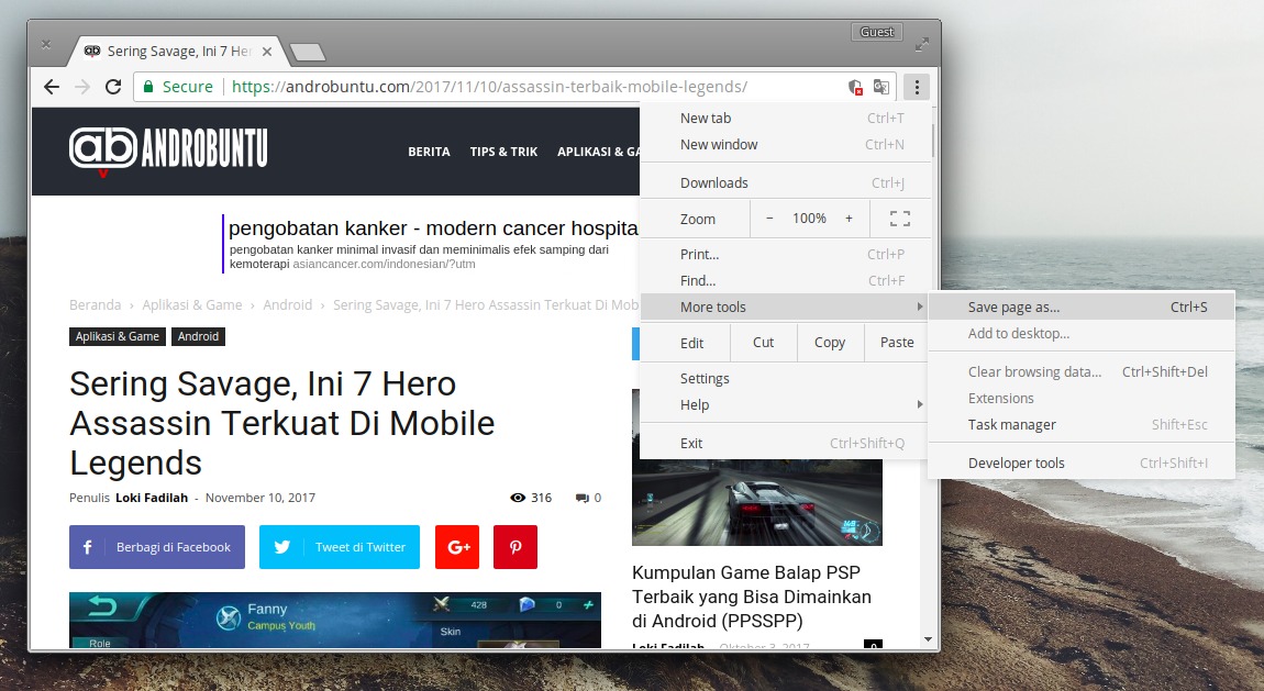 Cara Menyimpan Website Menjadi HTML Untuk Dibaca Offline Di Google Chrome