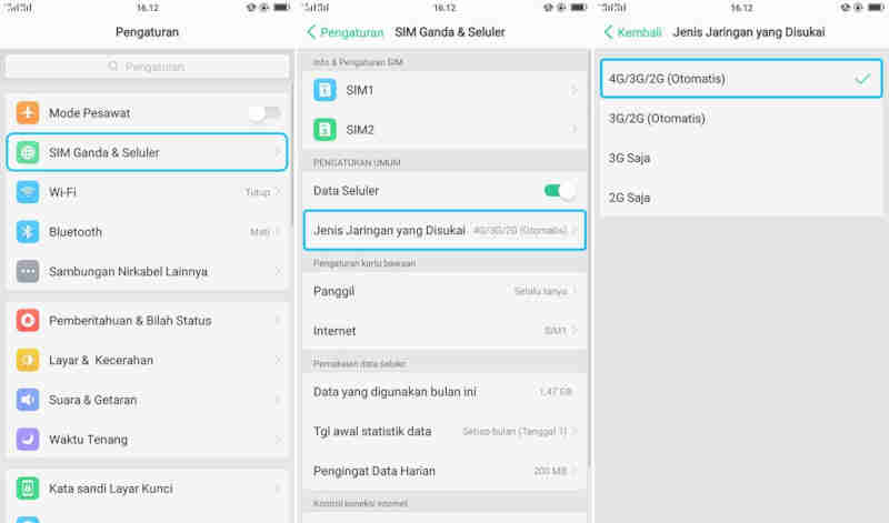 Cara Agar Smartphone Oppo Selalu Menggunakan 4G
