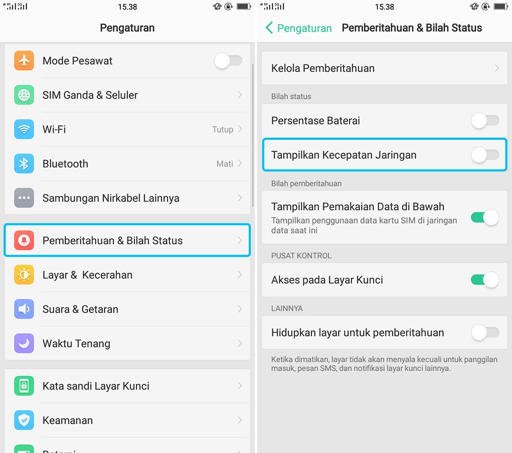 Cara Menampilkan Kecepatan Internet Di Smartphone OPPO Semua Tipe