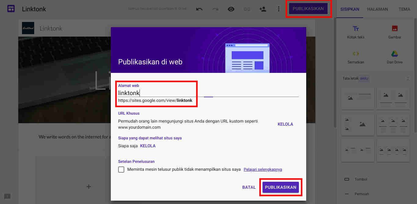 Cara Membuat Google Site Androbuntu 