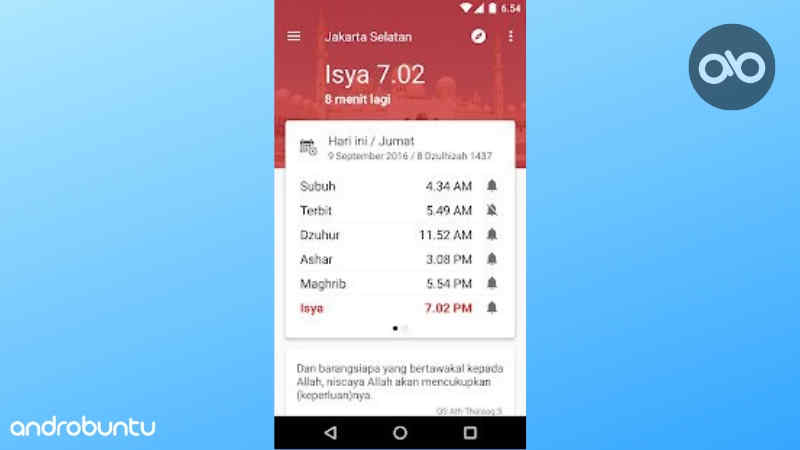 Aplikasi Pengingat Sholat Terbaik Dan Ringan Untuk Android by Androbuntu