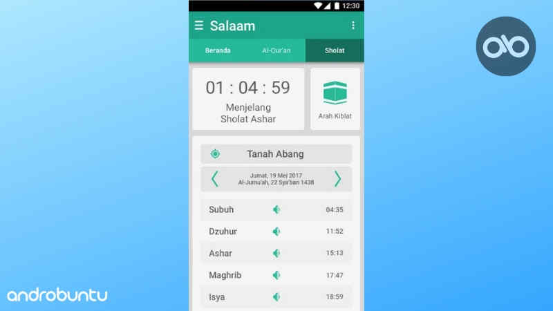 Aplikasi Pengingat Sholat Terbaik Dan Ringan Untuk Android by Androbuntu