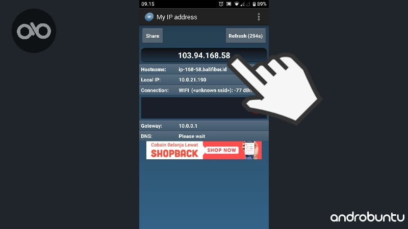 cara cek alamat ip di Android menggunakan aplikasi by Androbuntu