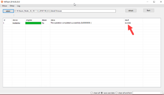 Proses Flashing Selesai