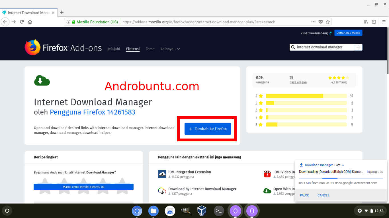 Cara Memasang Add On IDM ke Mozilla Firefox di PC by Androbuntu.com 1