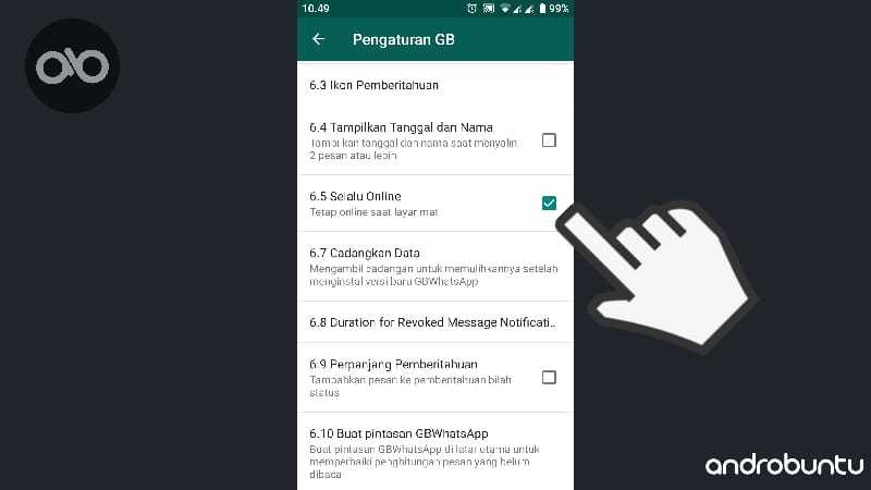 Cara Agar WhatsApp Selalu Online by Androbuntu.com 1