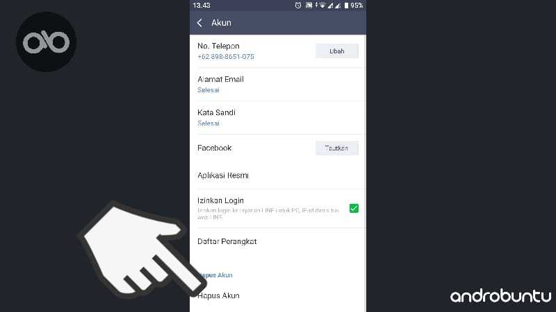 Cara Menghapus Akun LINE di Android dan iPhone by Androbuntu.com 3