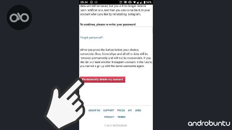 Cara Menonaktifkan Instagram Sementara dan Permanen by Androbuntu.com 7