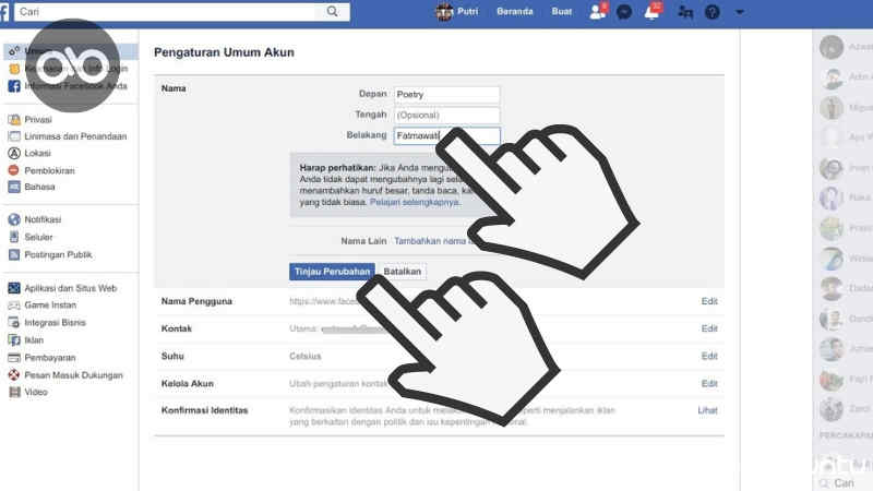 cara mengganti nama fb sesuka hati