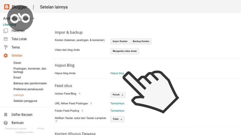 cara menghapus akun blog