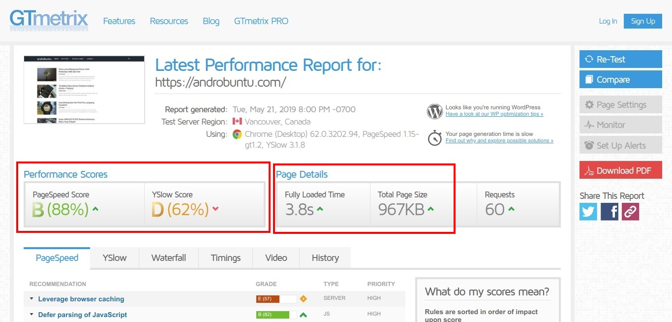 Website Terbaik untuk Mengukur Kecepatan Loading Suatu Website dan Blog by Androbuntu.com 4