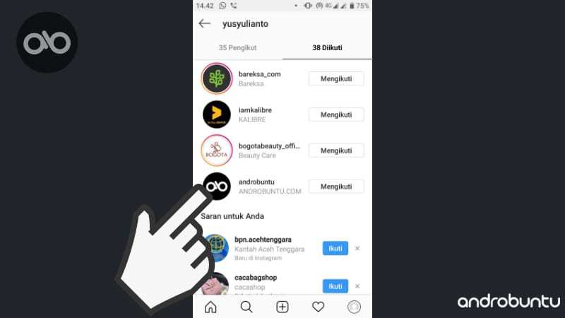 Cara Unfollow Akun Instagram by Androbuntu.com 2