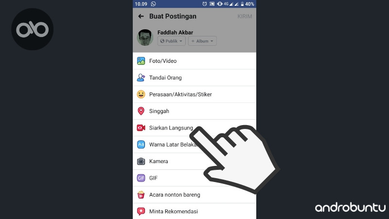 Cara Siaran Langsung Live Streaming di Facebook by Androbuntu.com 2