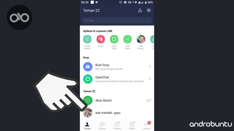 Cara Blokir dan Menghapus Teman di LINE by Androbuntu.com 1