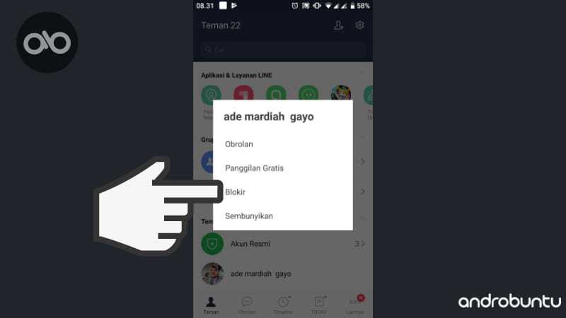 Cara Blokir dan Menghapus Teman di LINE by Androbuntu.com 2
