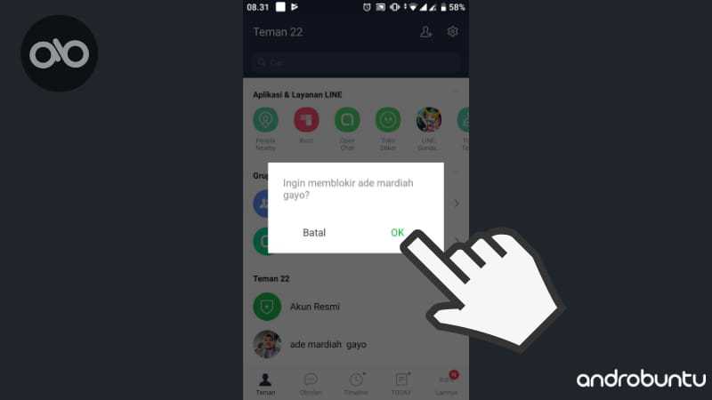 Cara Blokir dan Menghapus Teman di LINE by Androbuntu.com 3