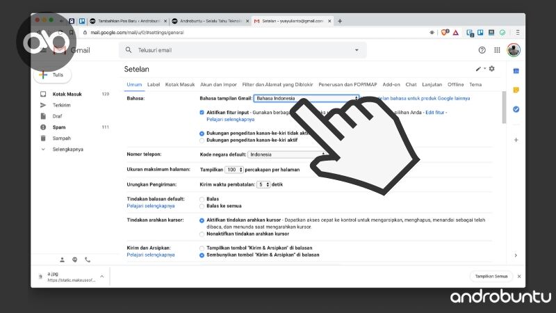 Cara Mengganti Bahasa Gmail by Androbuntu 3