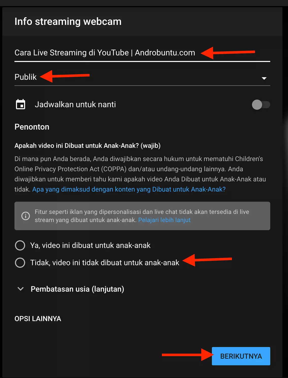Cara Live Streaming di YouTube Melalui Browser di PC by Androbuntu 5
