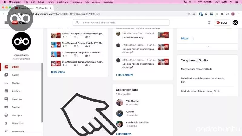 Cara Mengetahui Subscriber Channel YouTube by Androbuntu 2