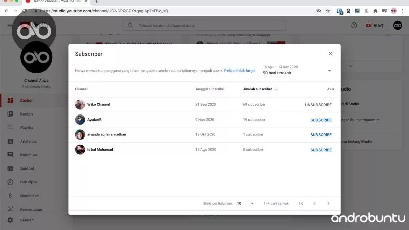 Cara Mengetahui Subscriber Channel YouTube by Androbuntu 3
