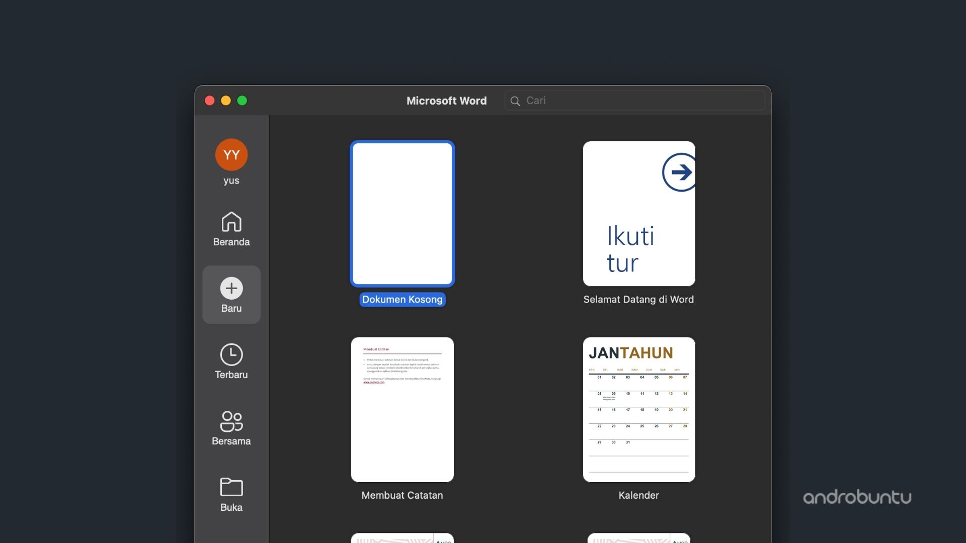 Cara Membuat Dokumen Baru di Microsoft Word by Androbuntu