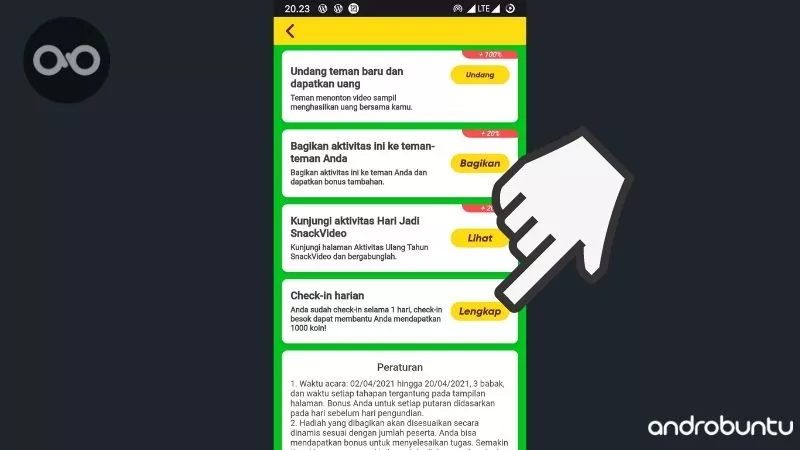 Cara Mendapatkan Koin di Snack Video by Androbuntu 2