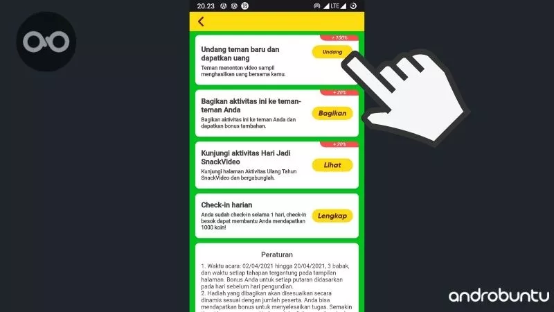 Cara Mendapatkan Koin di Snack Video by Androbuntu 4
