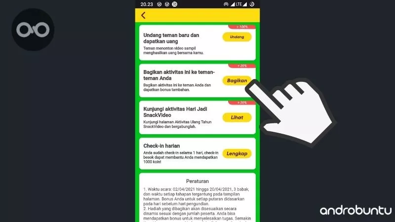 Cara Mendapatkan Koin di Snack Video by Androbuntu 6