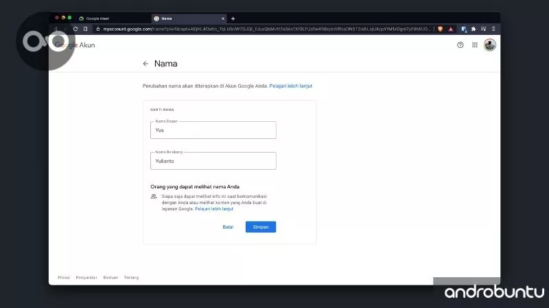 Cara Mengganti Nama Google Meet by Androbuntu 5