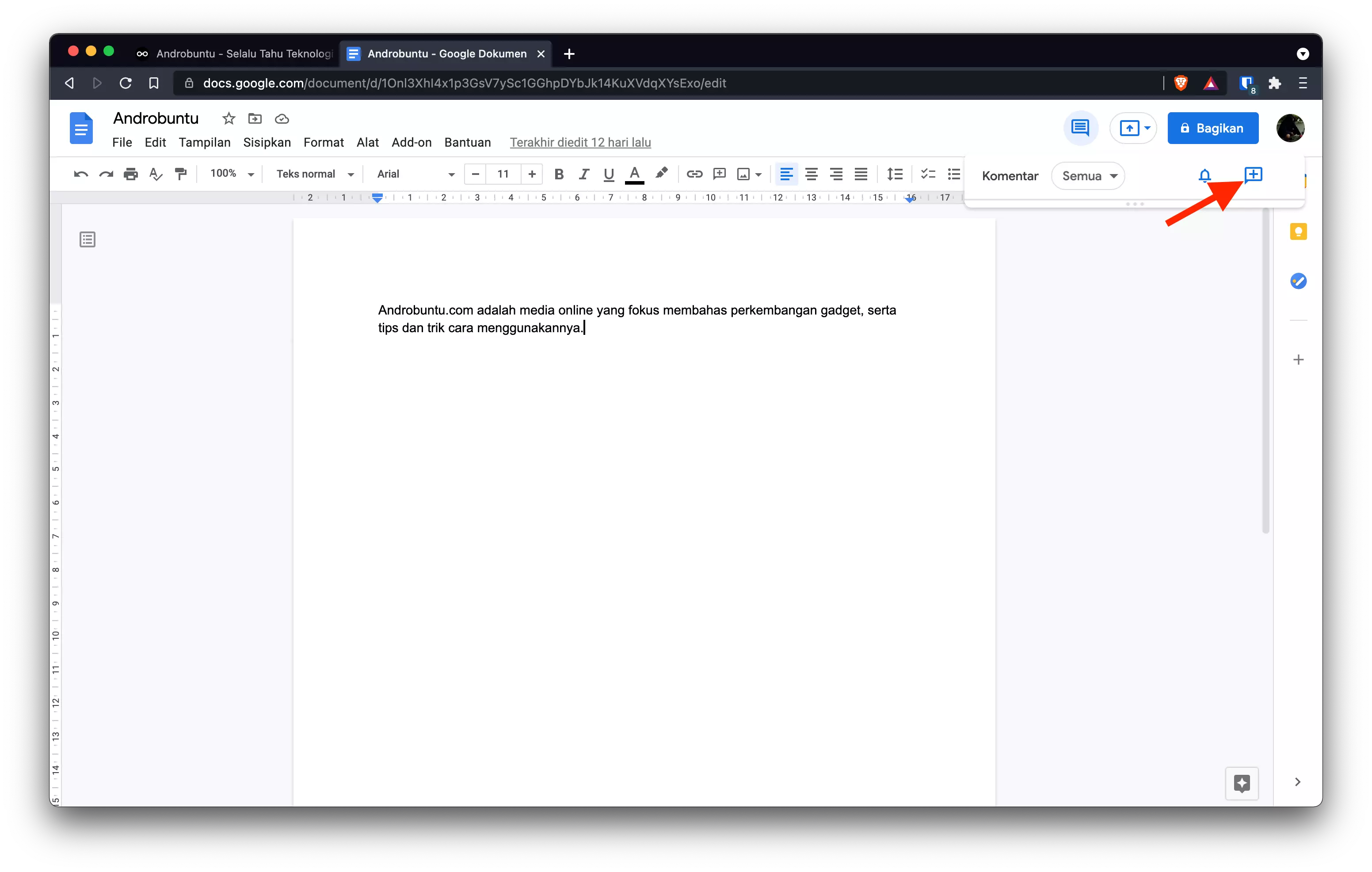 Cara Menambahkan Komentar di Google Docs by Androbuntu 2