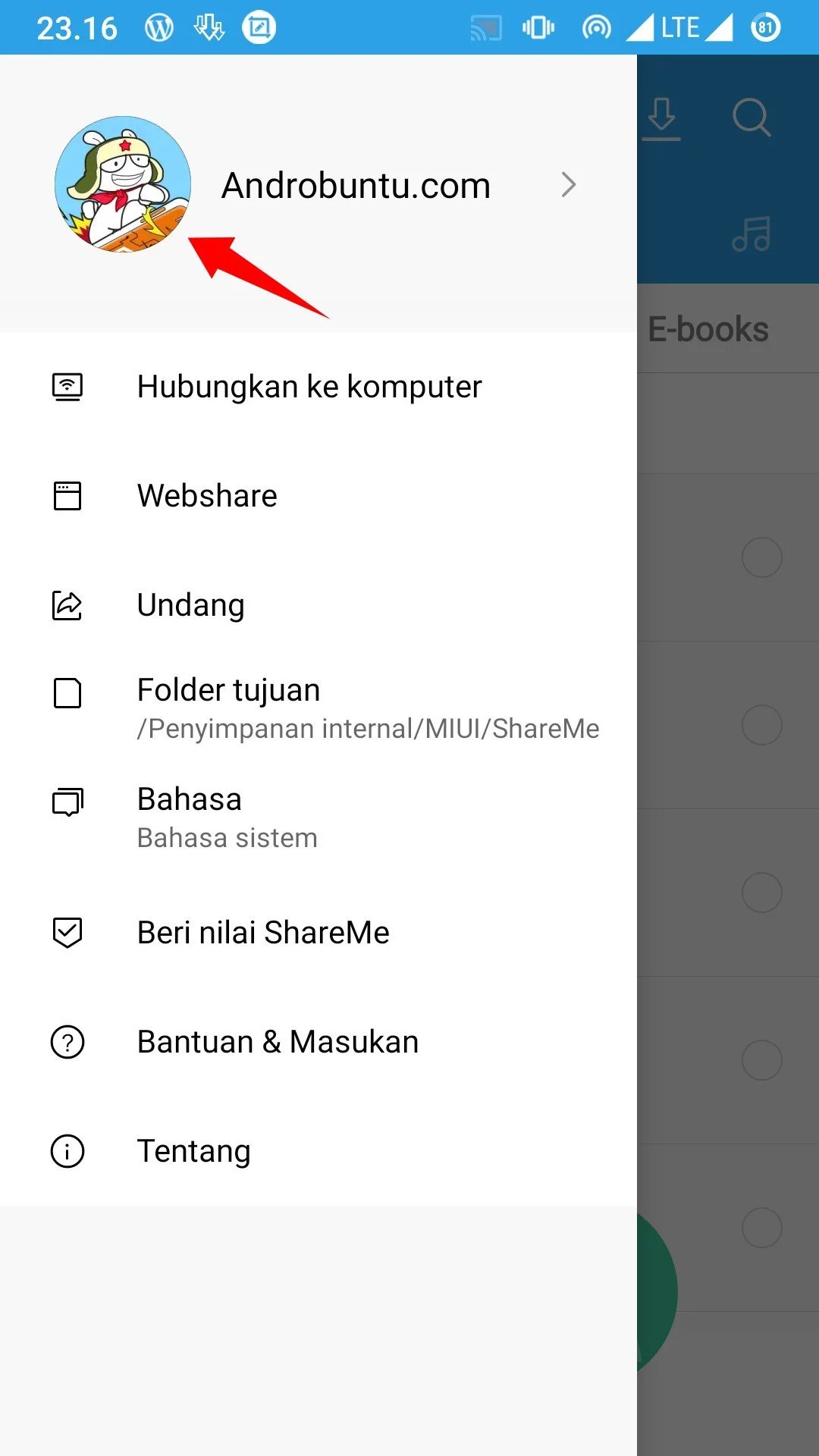 Cara Mengganti Foto Profil di Aplikasi ShareMe by Androbuntu 2