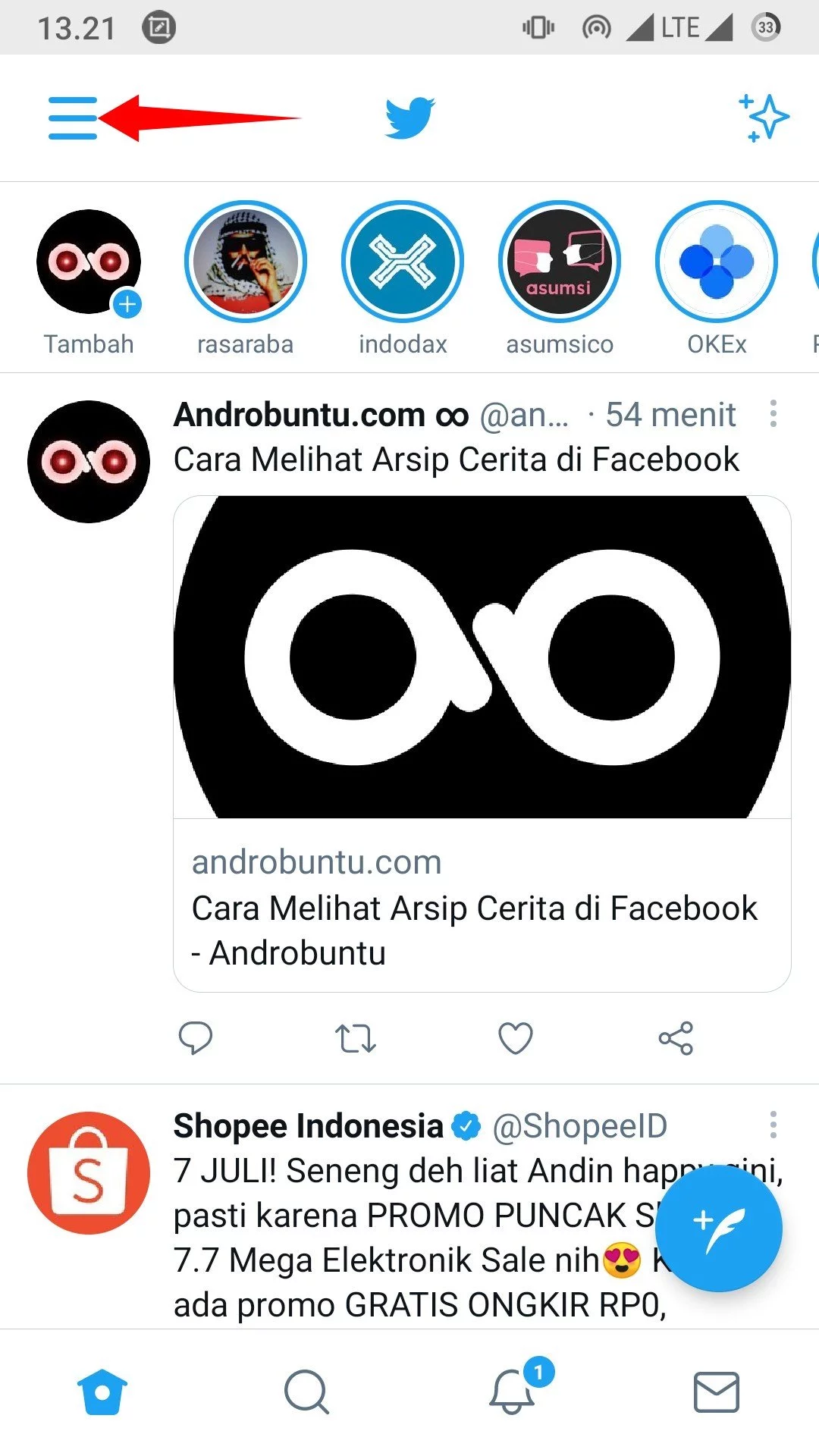 Cara Menyematkan Tweet di Profil Twitter by Androbuntu 2