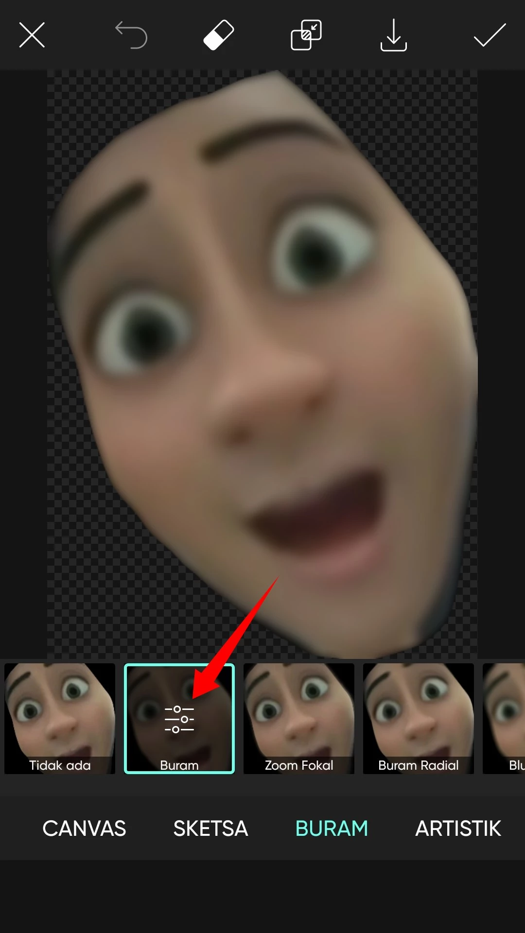 Cara Blur Wajah di PicsArt by Androbuntu 6