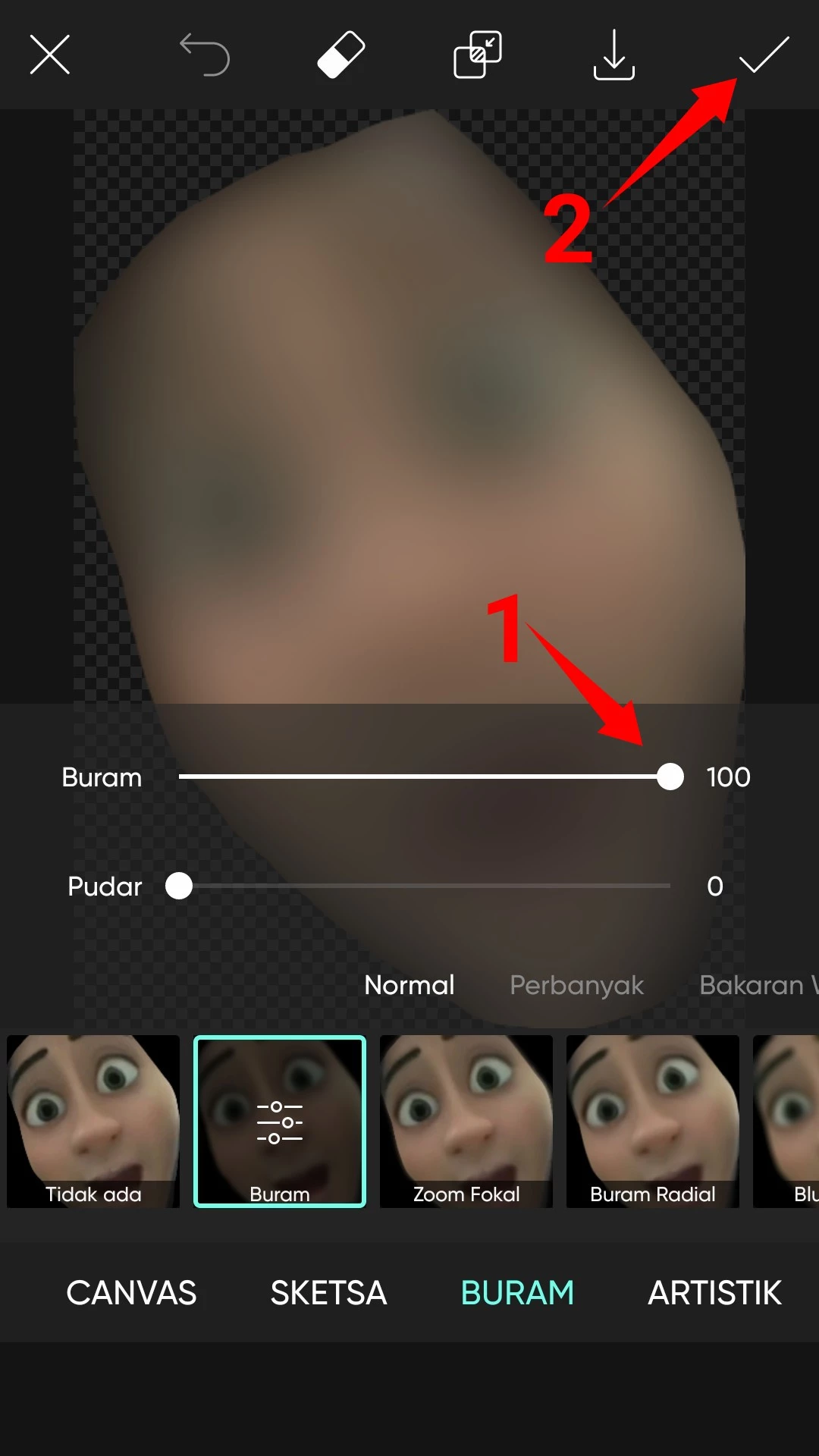 Cara Blur Wajah di PicsArt by Androbuntu 7