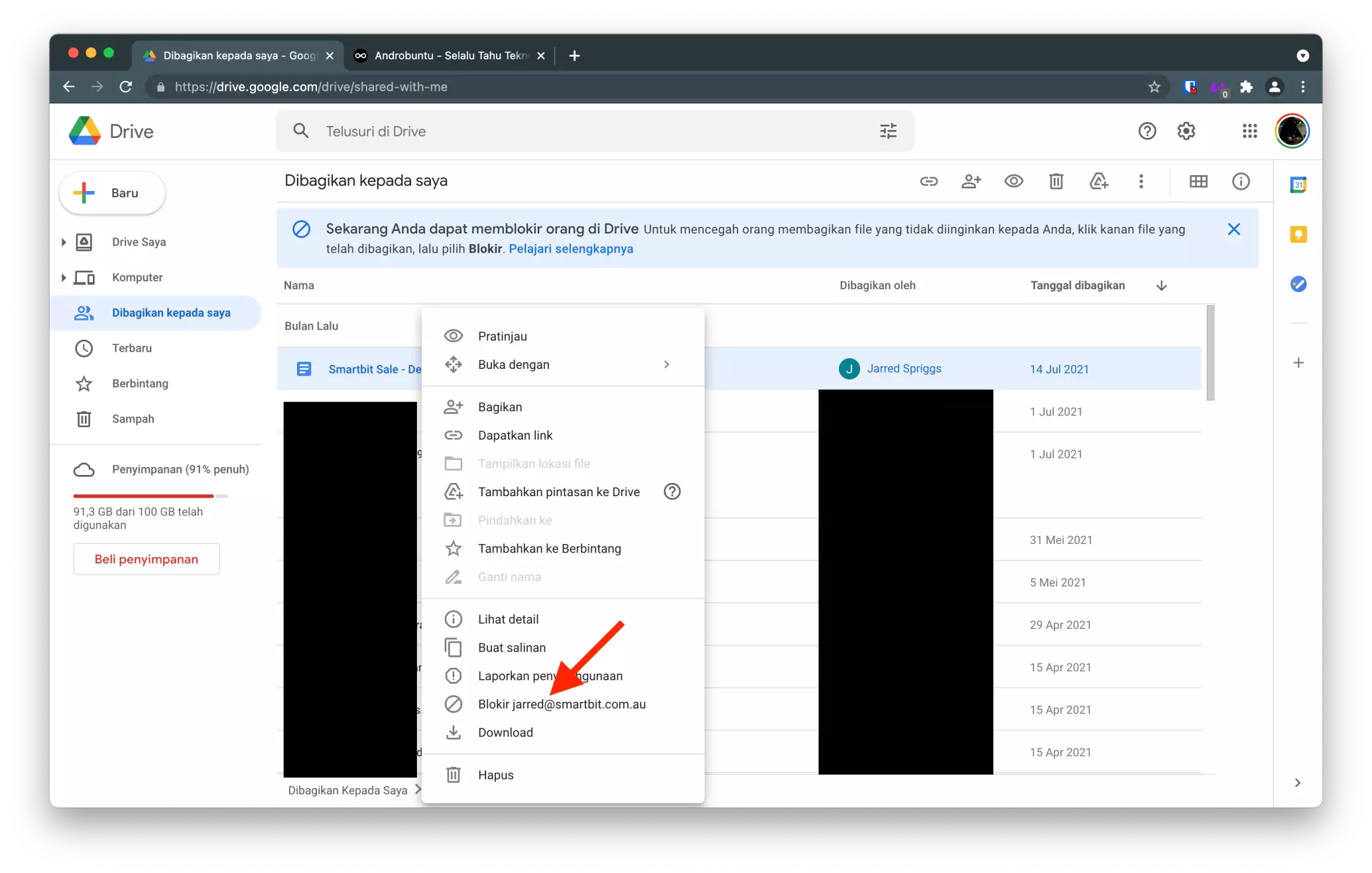 Cara Memblokir Spam di Google Drive by Androbuntu 3