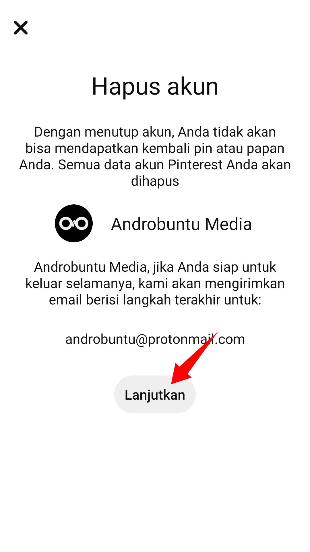 Cara Menghapus Akun Pinterest by Androbuntu 12
