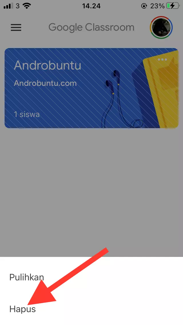 Cara Menghapus Kelas di Google Classroom by Androbuntu 5