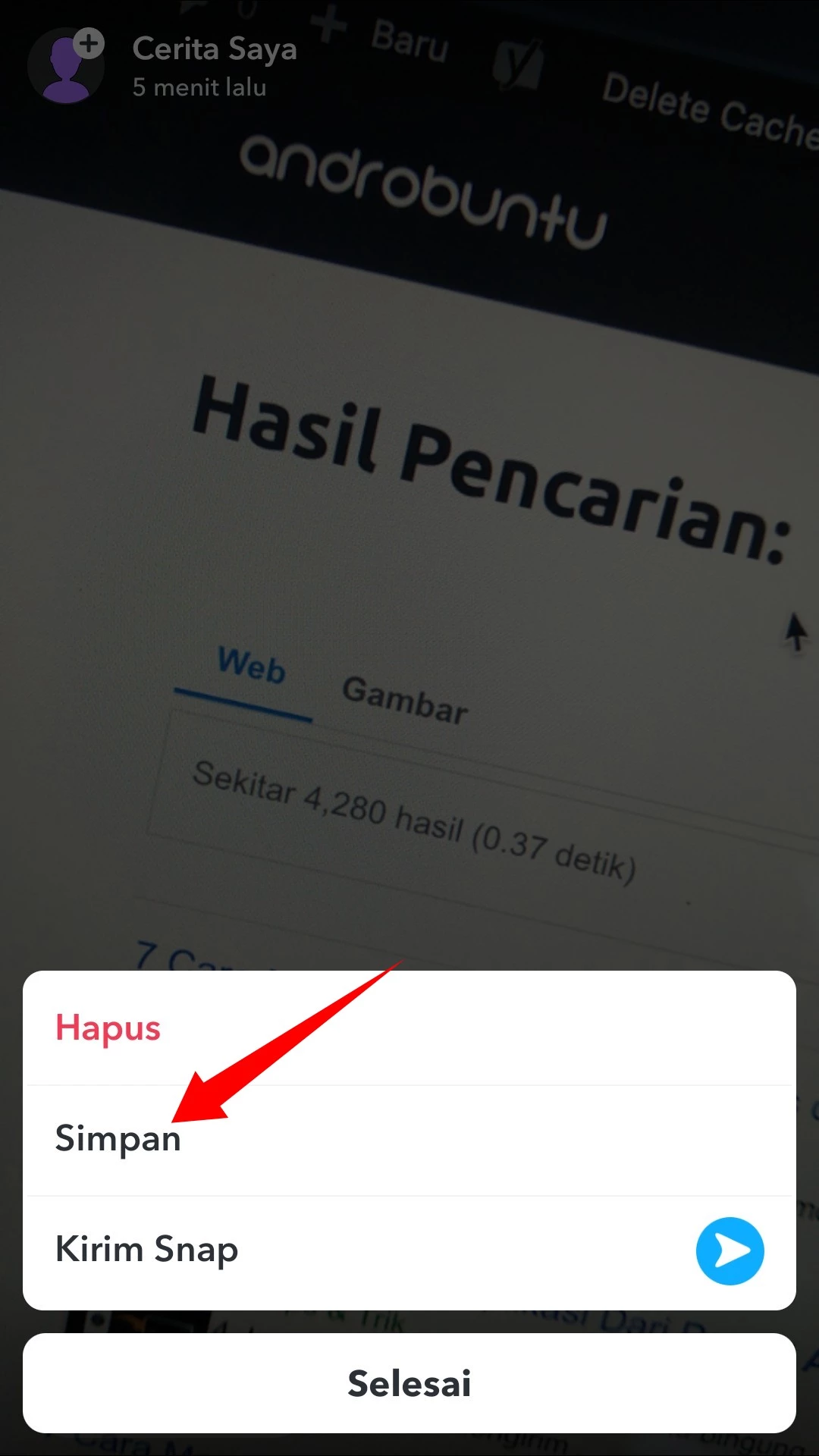 Cara Menyimpan Foto dari Snapchat ke Galeri by Androbuntu 5