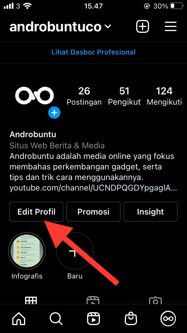 Cara Menambahkan Tombol Tindakan di Instagram by Androbuntu 1