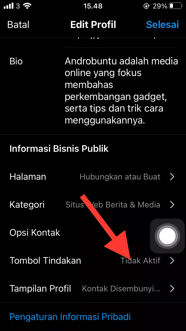 Cara Menambahkan Tombol Tindakan di Instagram by Androbuntu 2