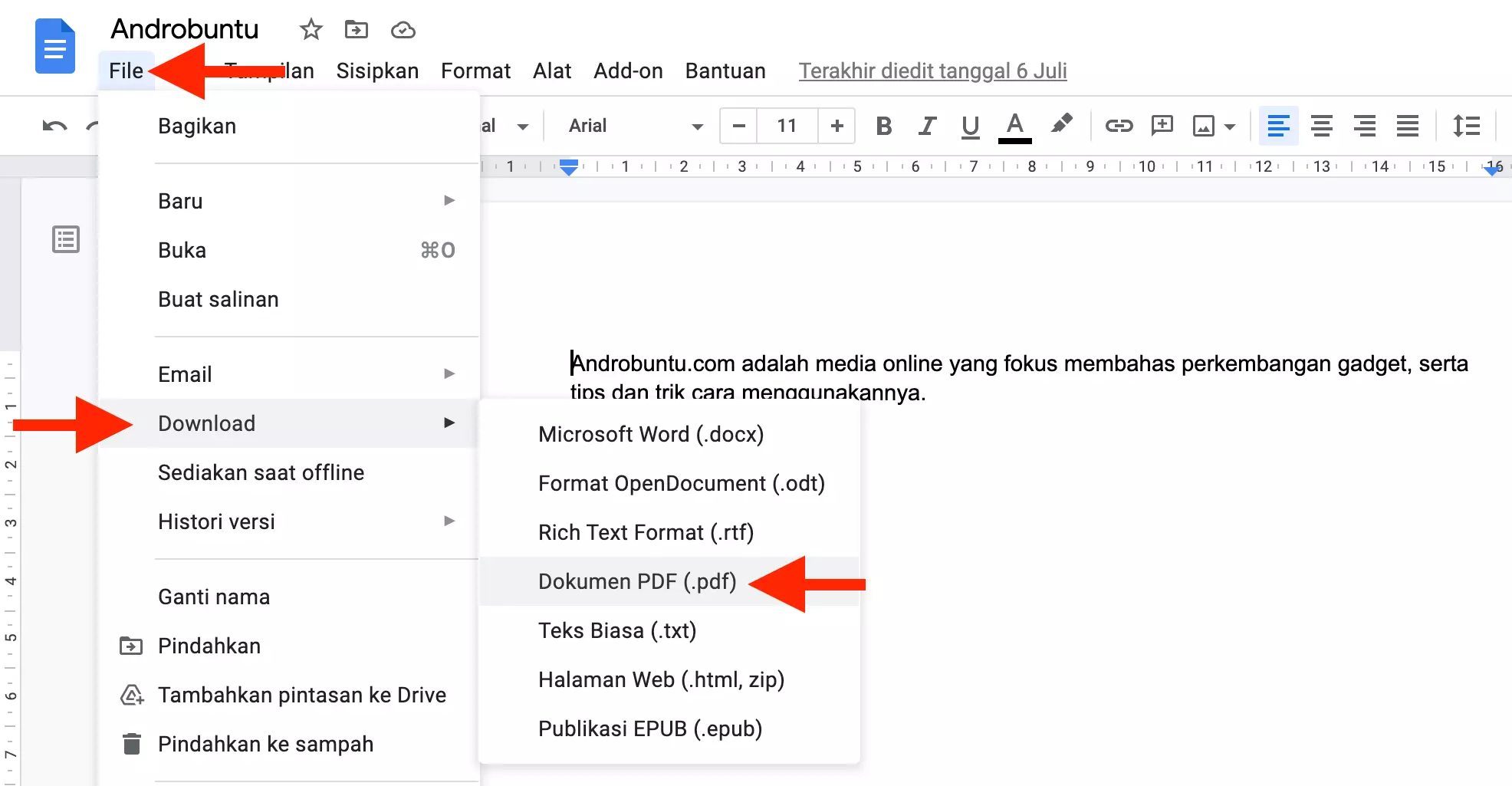 Cara Menyimpan Google Docs Menjadi PDF by Androbuntu 1