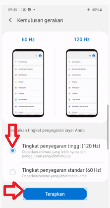 Aktifkan Refresh Rate Samsung 4