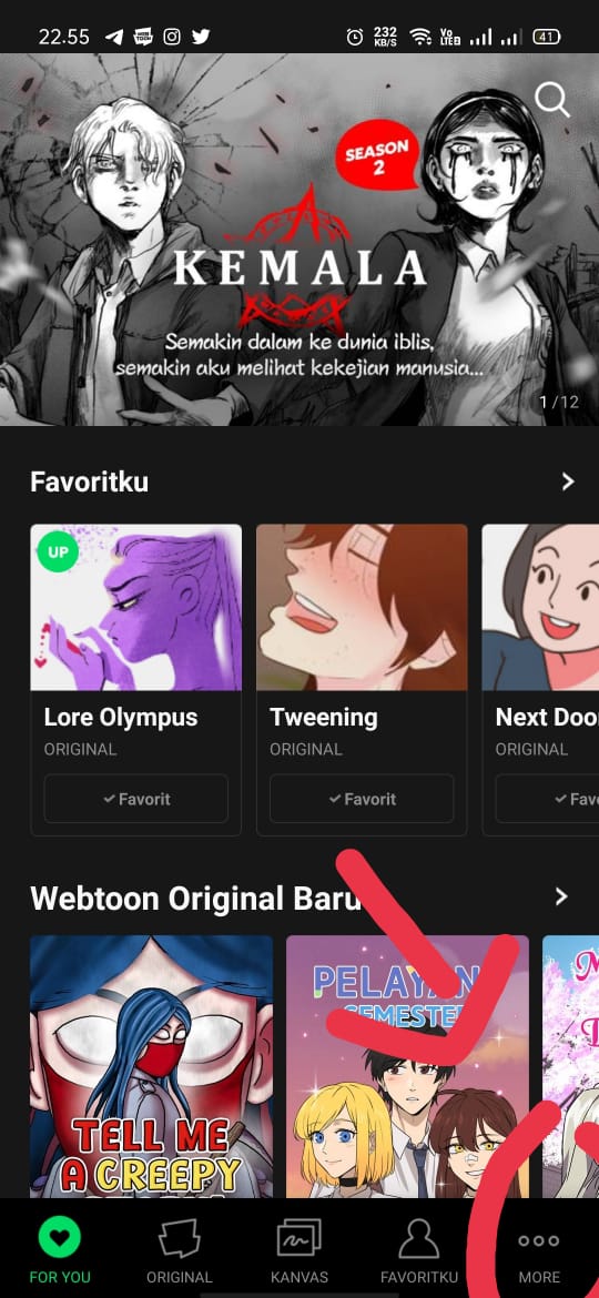 Aplikasi Webtoon, Tutorial Untuk Mengganti Bahasa 1
