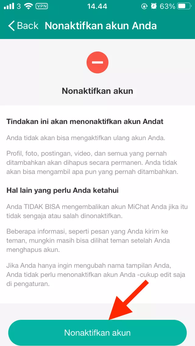 Cara Menghapus Akun MiChat by Androbuntu 5