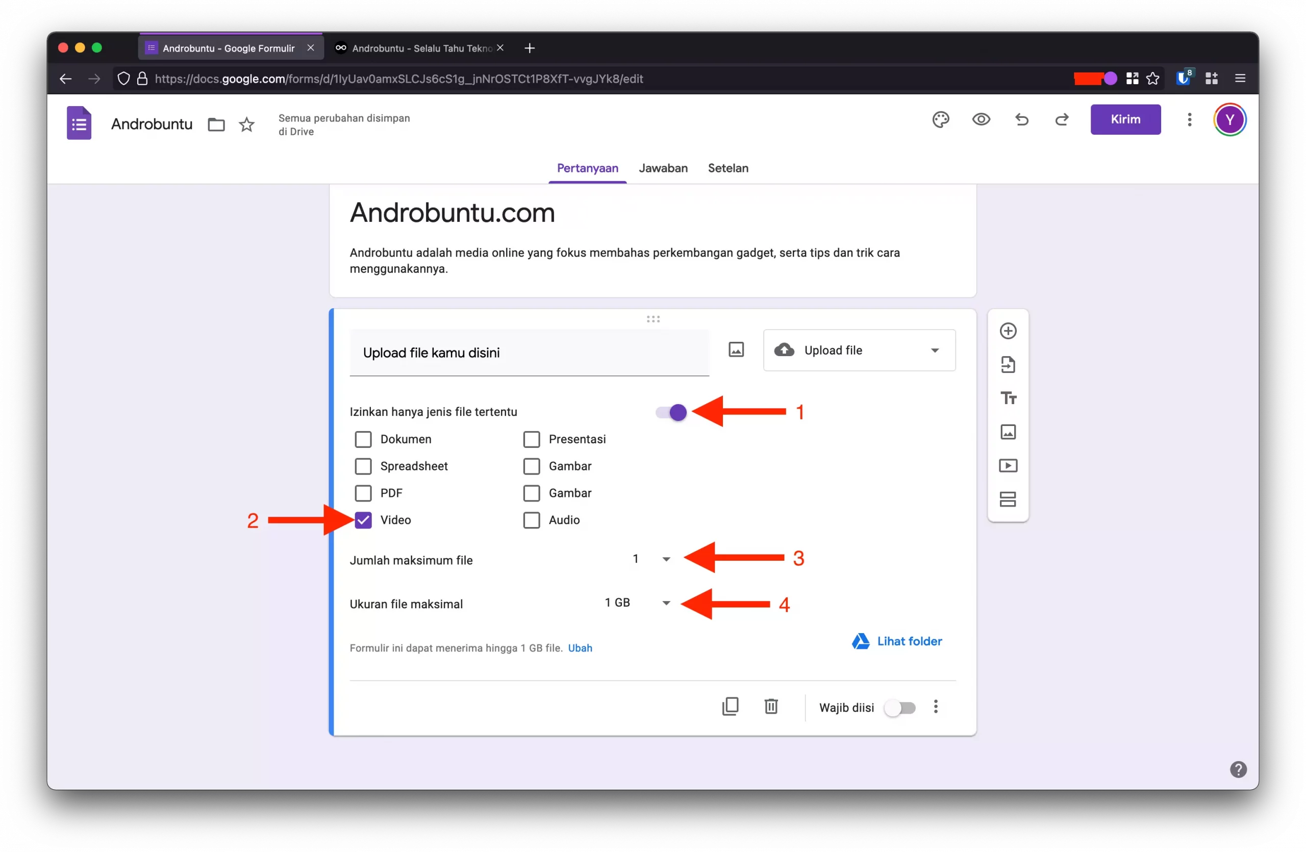 Cara Menambahkan Fitur Upload File ke Google Form by Androbuntu 5