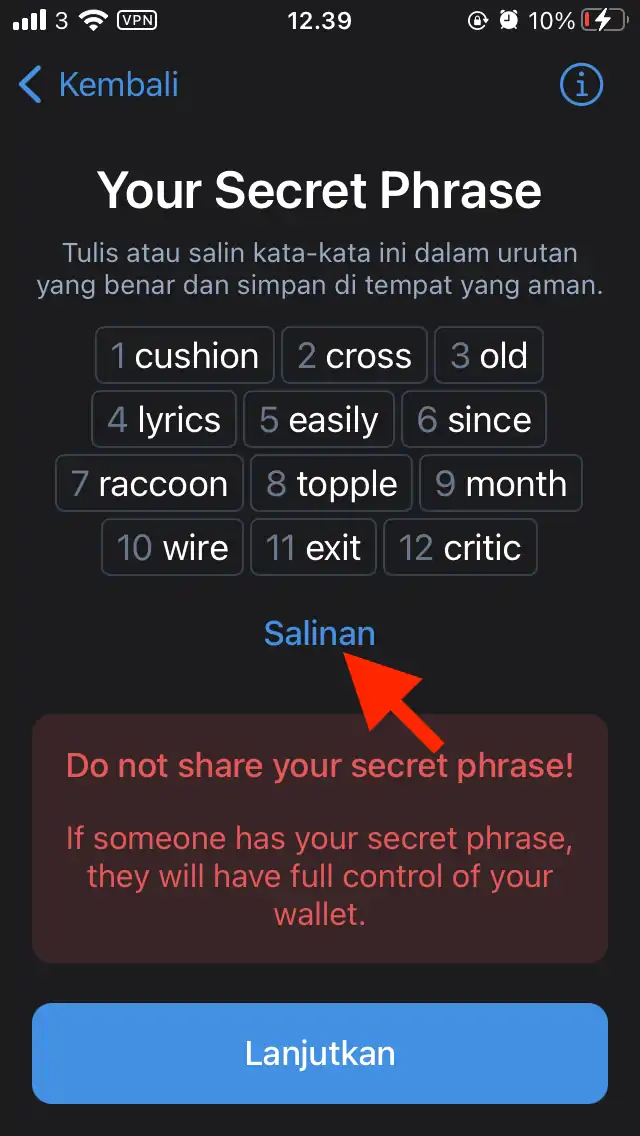 Cara Melihat Secret Phrase di Trust Wallet by Androbuntu 6
