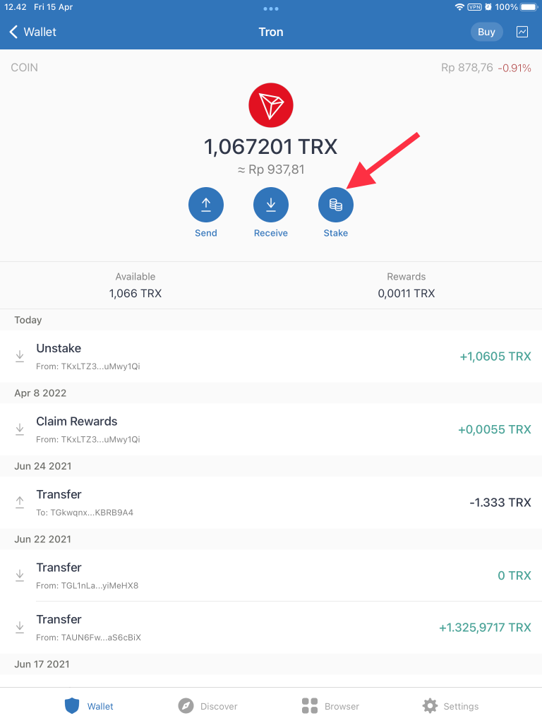 Cara Staking Tron di Trust Wallet by Androbuntu 2