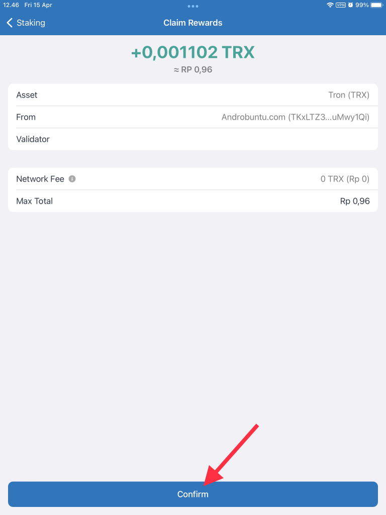 Cara Staking Tron di Trust Wallet by Androbuntu 7